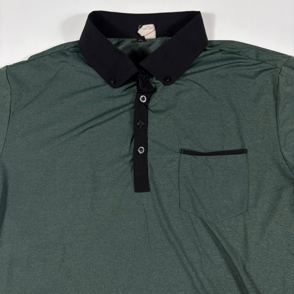 State & Liberty Polo Mens XL Athletic Fit Contrast Collar Green
